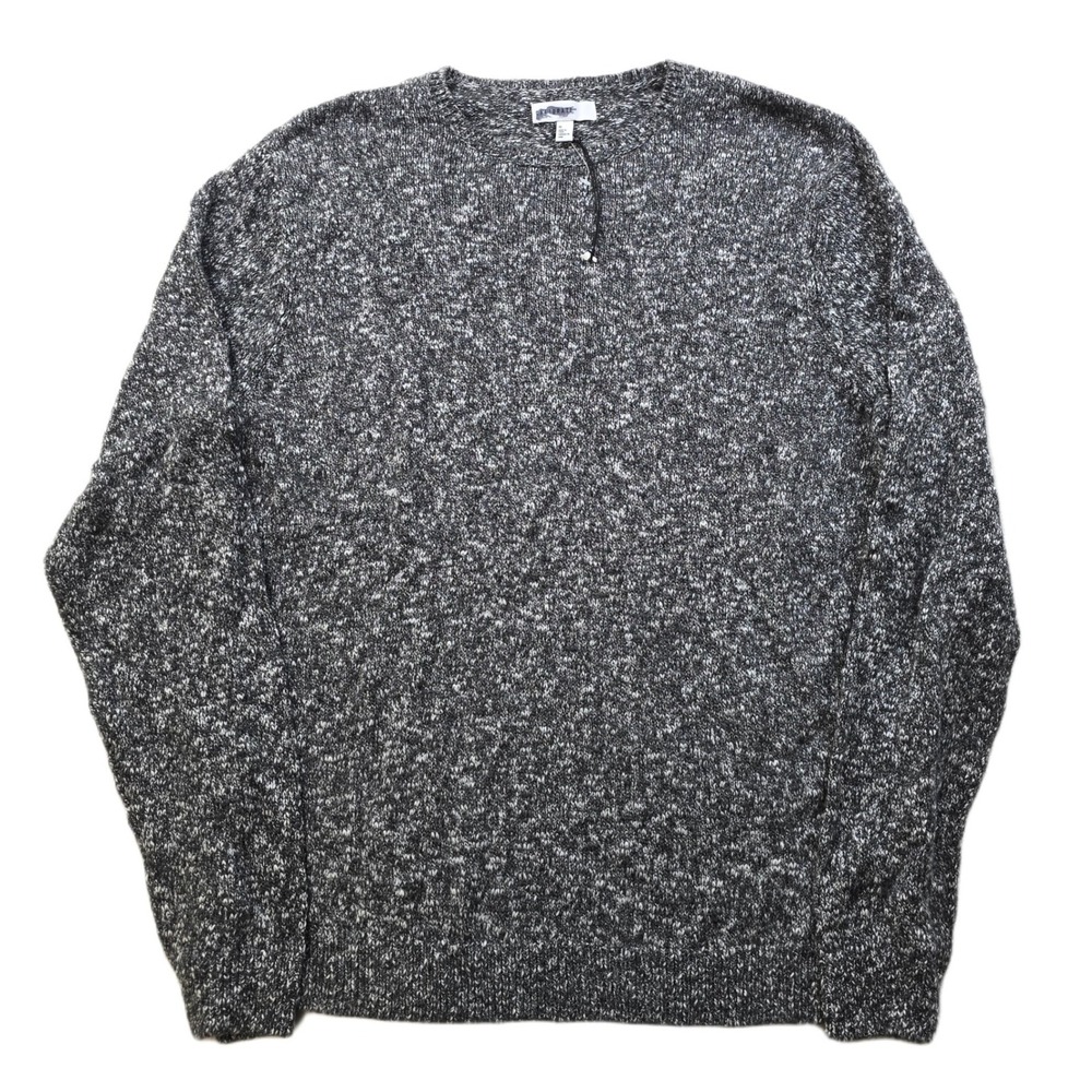 Calibrate Knit Crewneck Sweater‎ Mens XL Black White Grey Marled Cotton Wool NEW